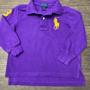 Polo Ralph Lauren 2//2T baby boy purple logo polo shirt top long sleeve
